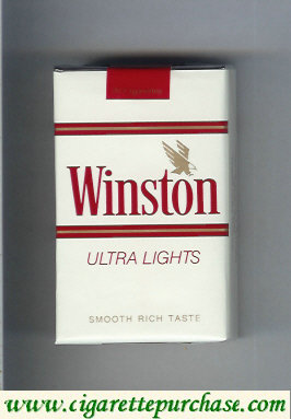 Winston with eagle from above in the right Ultra Lights white cigarettes soft box